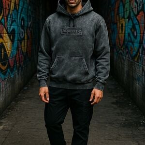 Size L - SUPREME/MM6 MAISON MARGIELA FOIL BOX LOGO HOODED SWEATSHIRT / Black